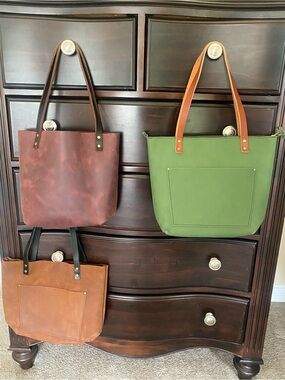 Portland Leather Merlot small Tote Bag with Brown Leather Straps - Women Bags